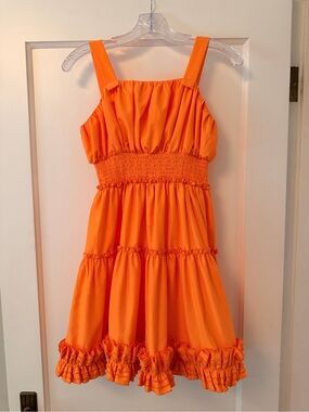 Habitual Bright Orange Ruffle-Tier Sundress